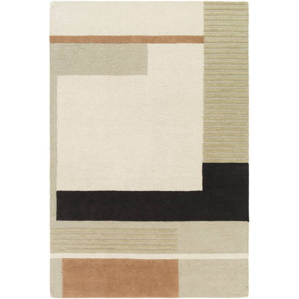 Avenue Handmade Cotton Beige/Tan/Black/Light Blue Rug & Reviews AllModern